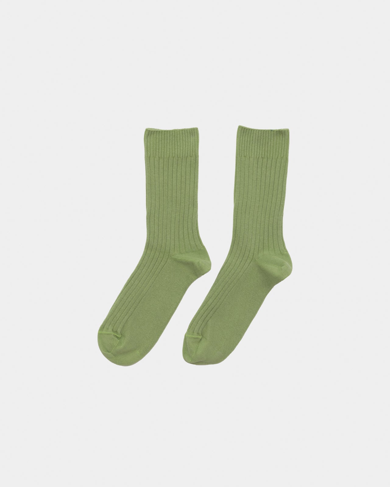 Rib Overankle Socks - Organic Cotton Rib - Stroma Green