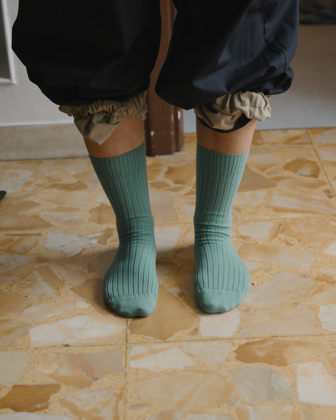 Rib Overankle Socks - Organic Cotton Rib - Orbit Green