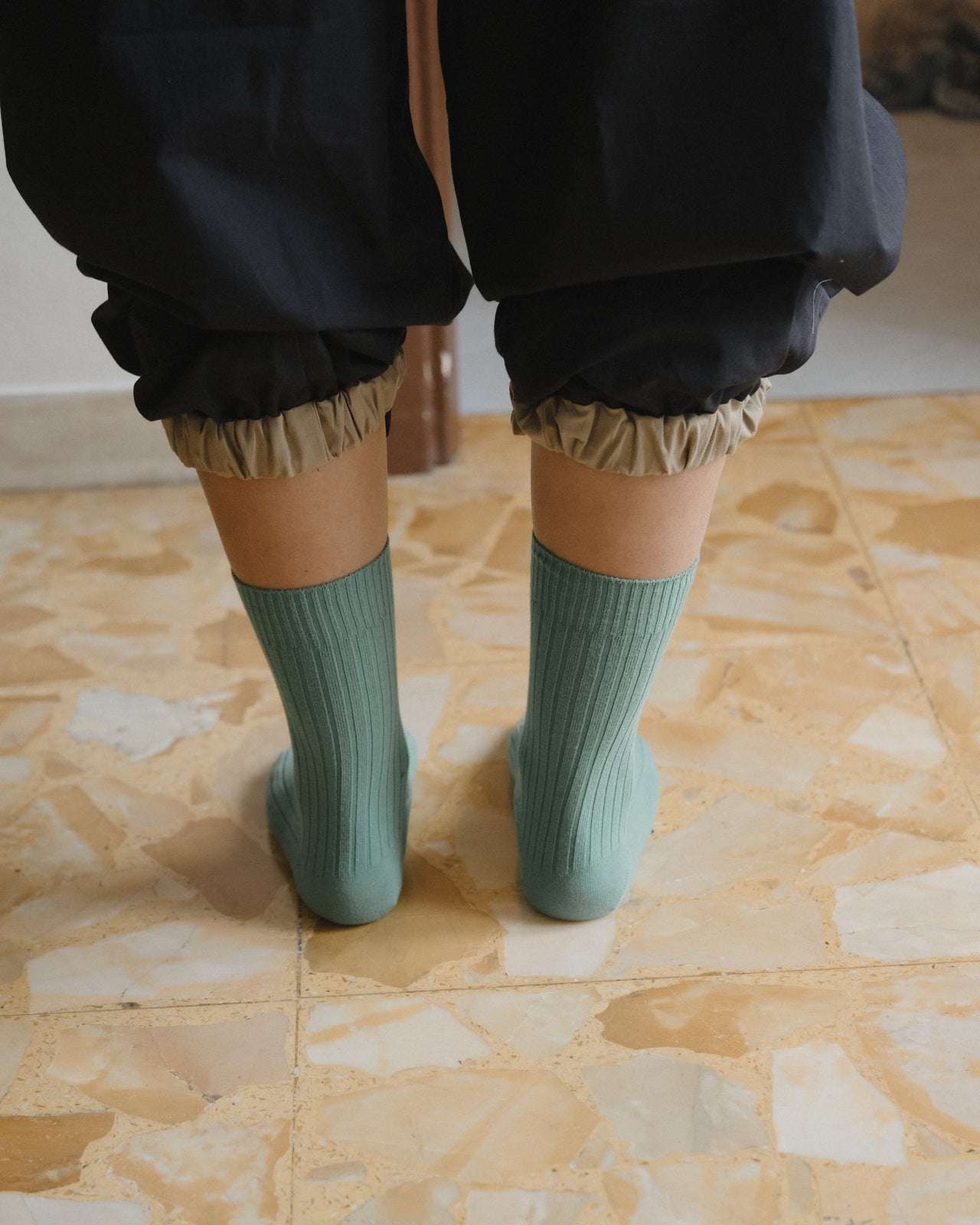 Rib Overankle Socks - Organic Cotton Rib - Orbit Green