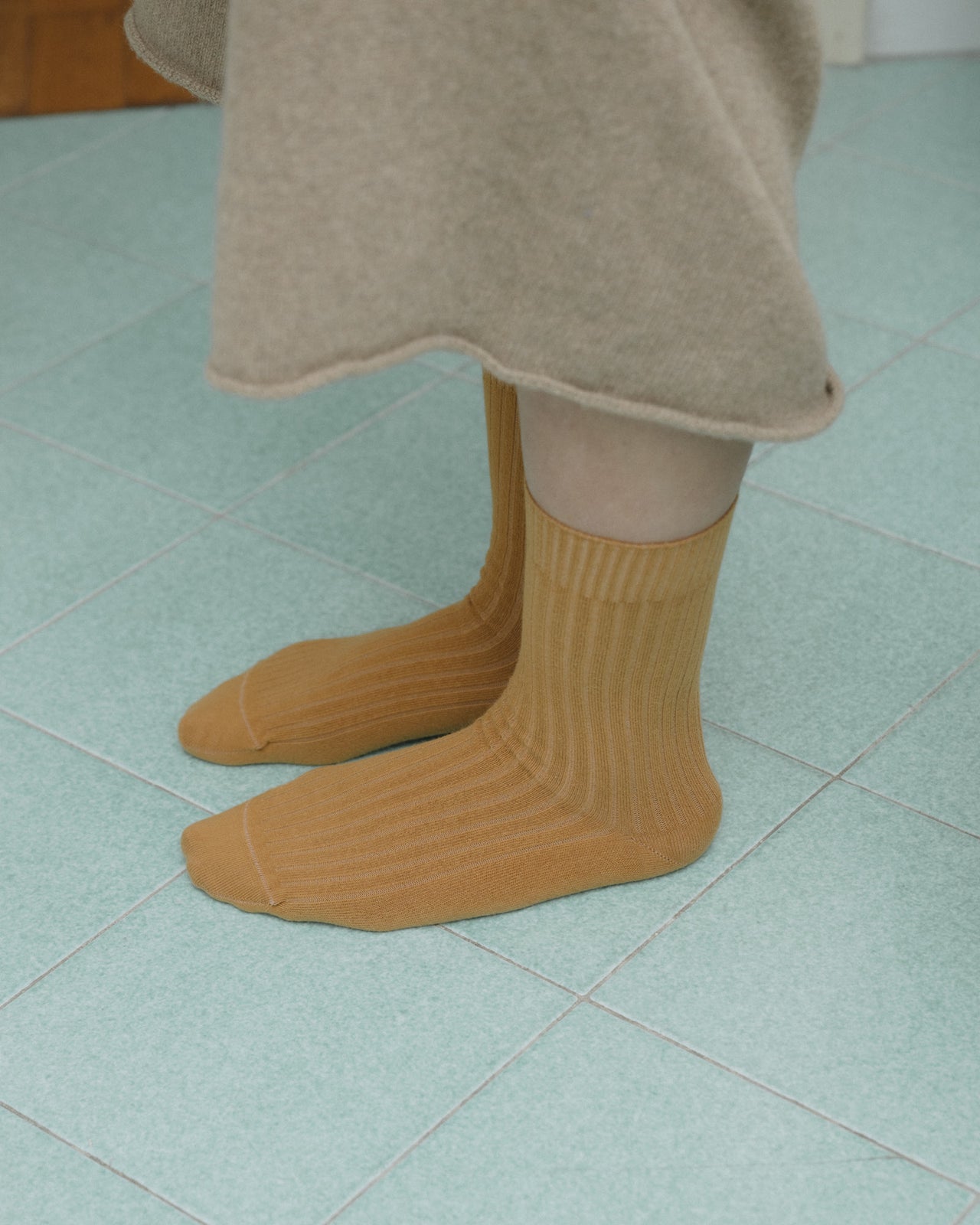 Rib Overankle Socks - Organic Cotton Rib - Silva Brown