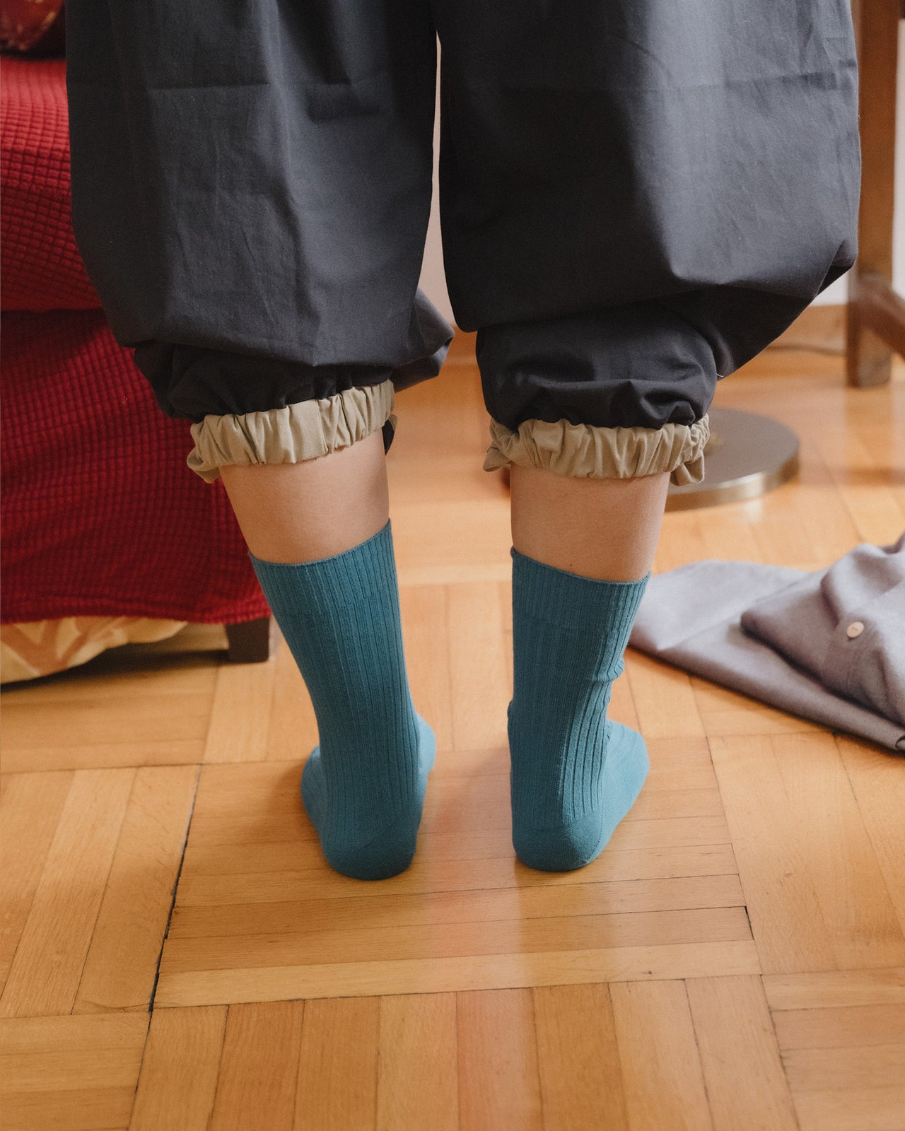 Rib Overankle Socks - Organic Cotton Rib - Sphere Blue