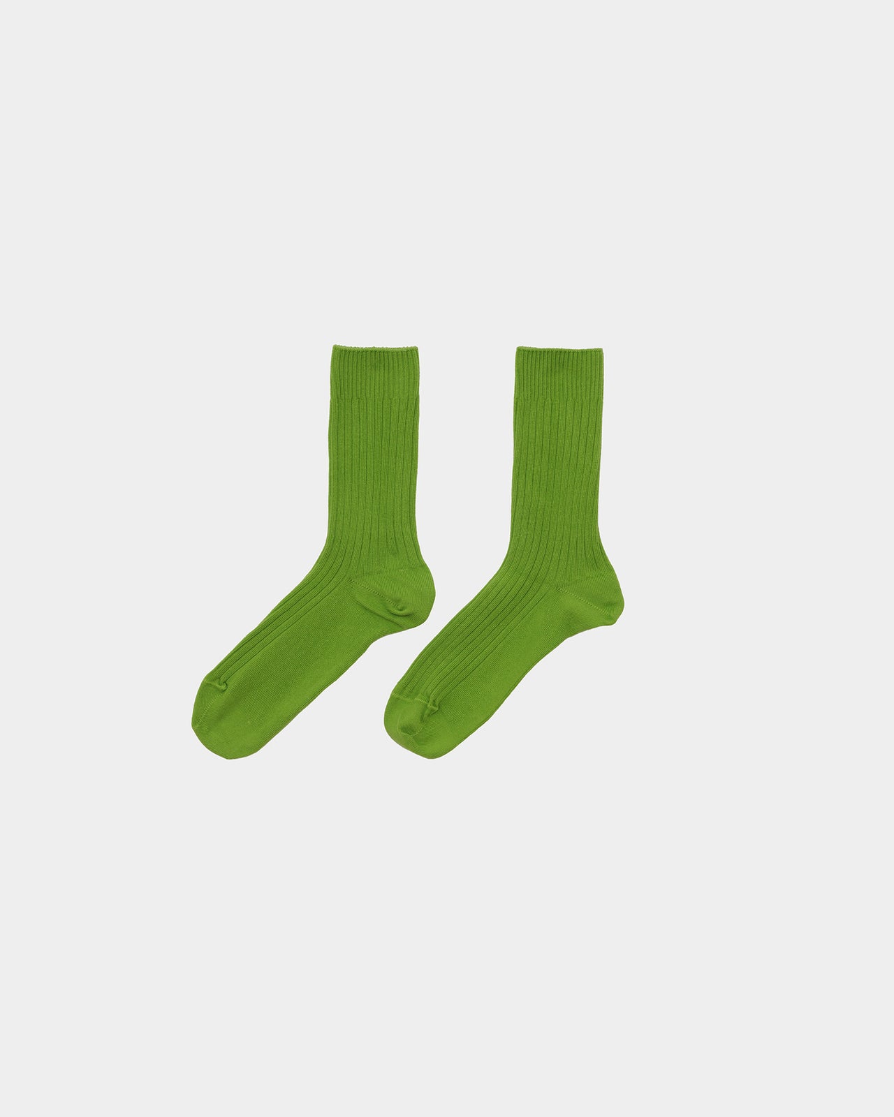 Rib Overankle Socks - Organic Cotton Rib - Spiral Green