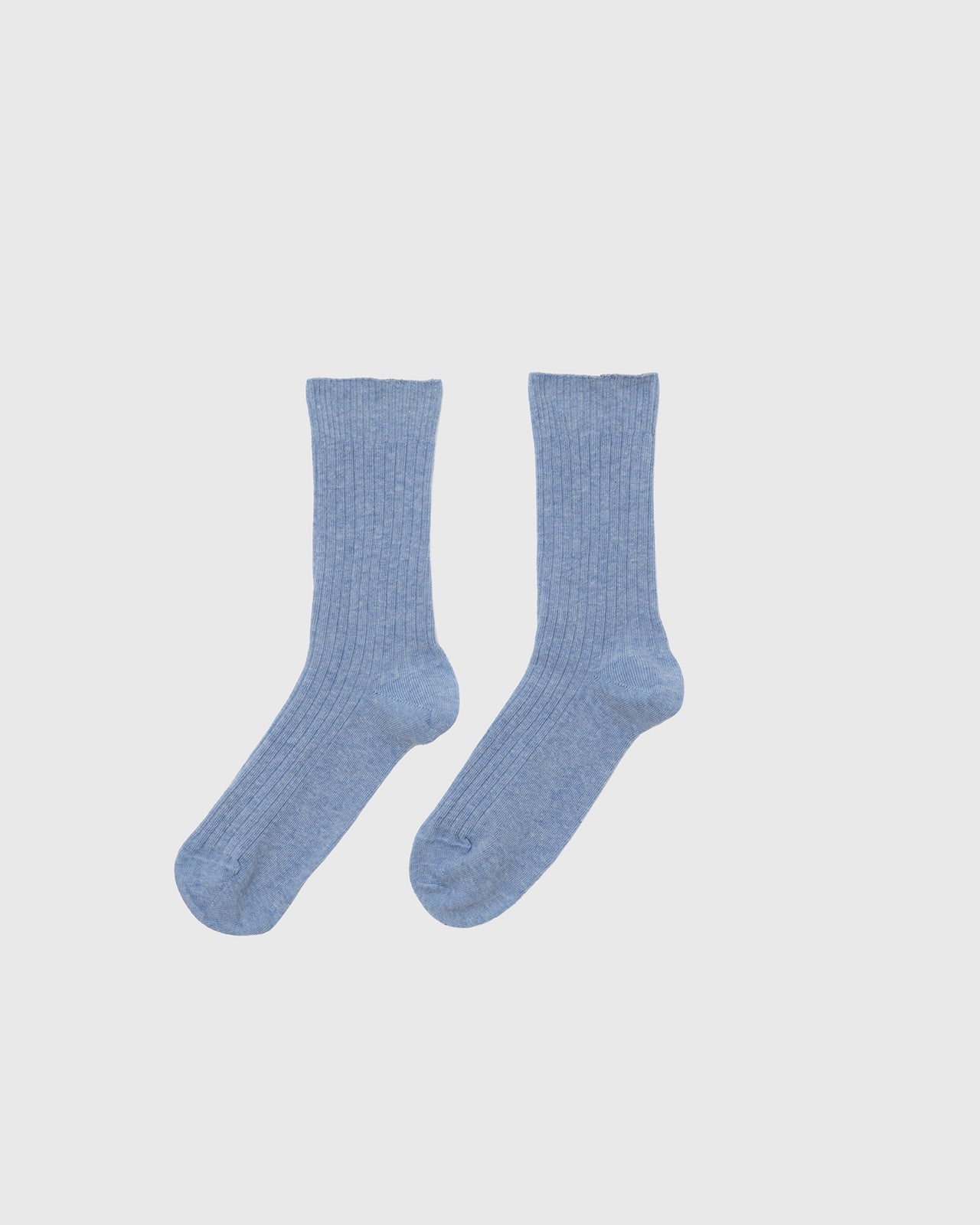 Rib Overankle Socks - Organic Cotton Rib - Blue Melange
