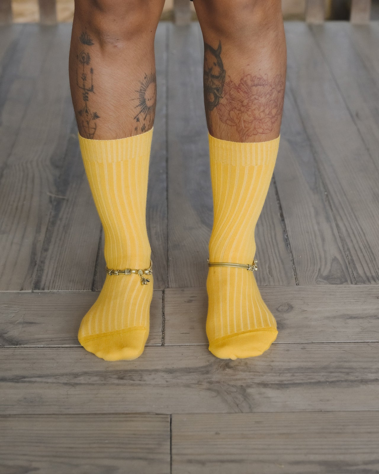 Rib Overankle Socks - Organic Cotton Rib - Ecto Yellow