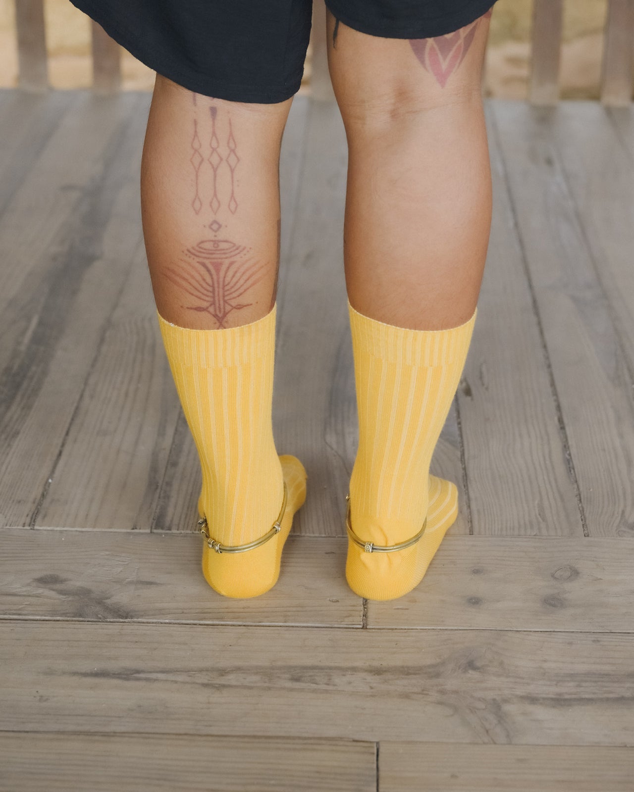 Rib Overankle Socks - Organic Cotton Rib - Ecto Yellow