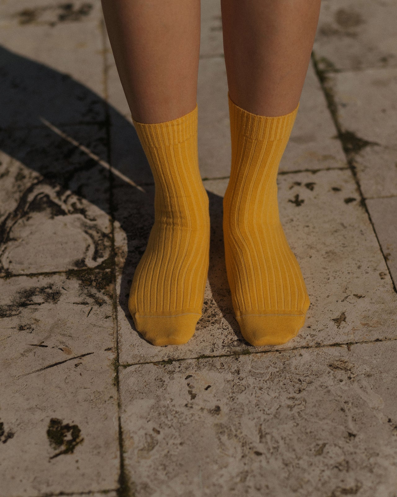 Rib Overankle Socks - Organic Cotton Rib - Eri Yellow