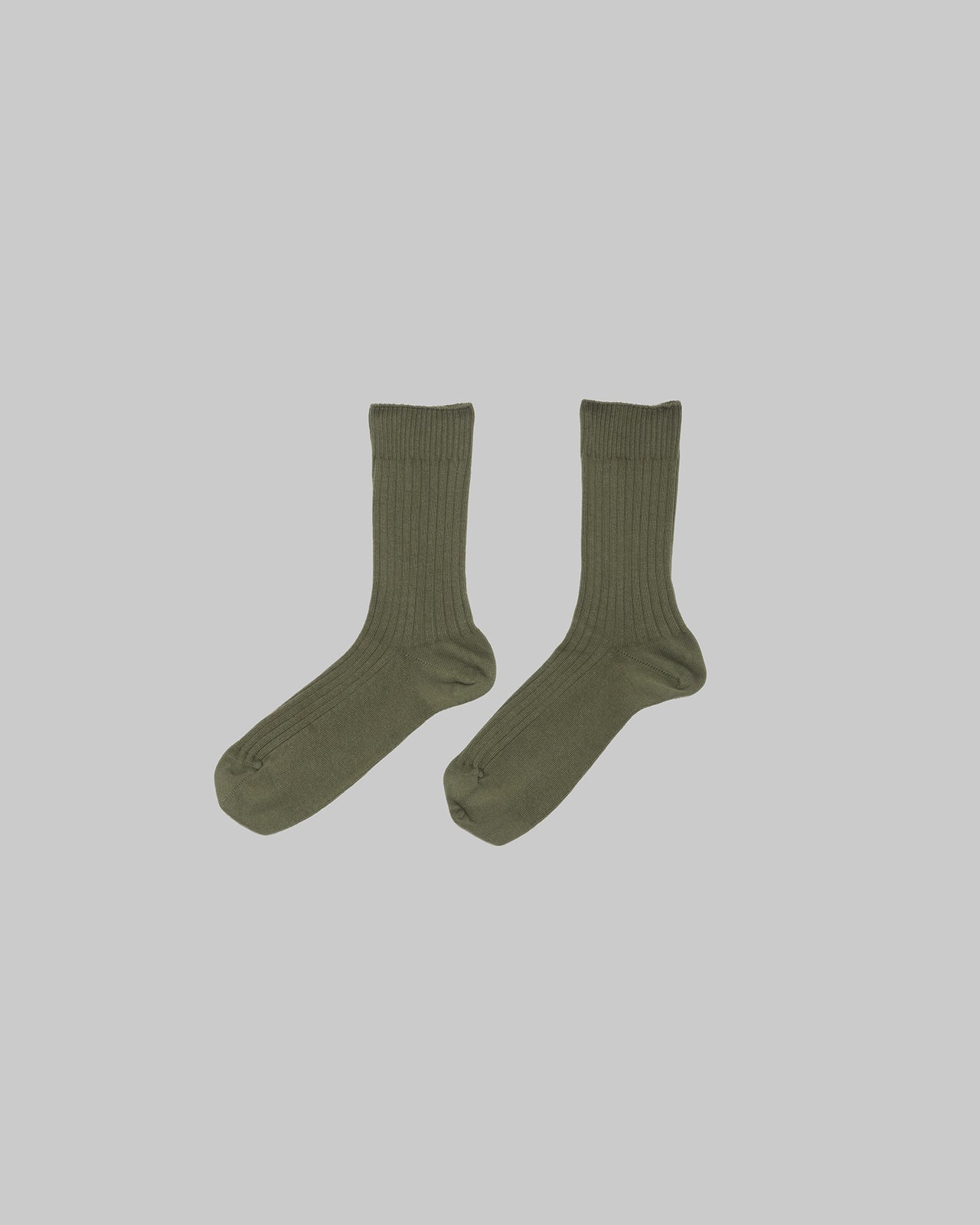 Rib Overankle Socks - Organic Cotton Rib - Khaki