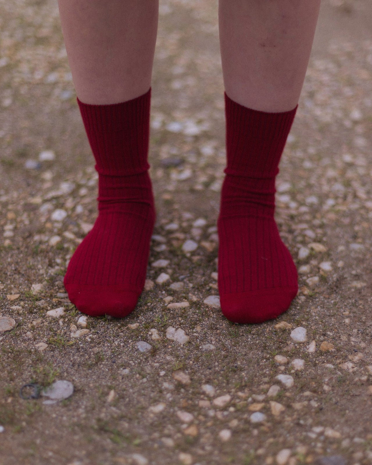 Rib Overankle Socks - Organic Cotton Rib - Pair Red