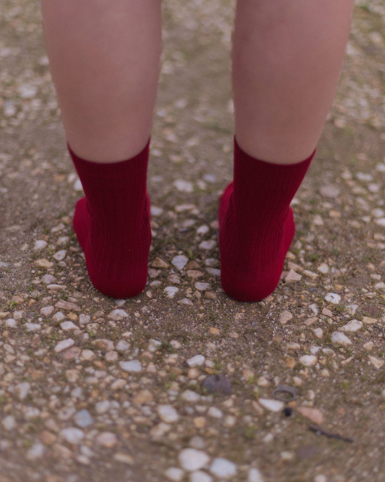 Rib Overankle Socks - Organic Cotton Rib - Pair Red