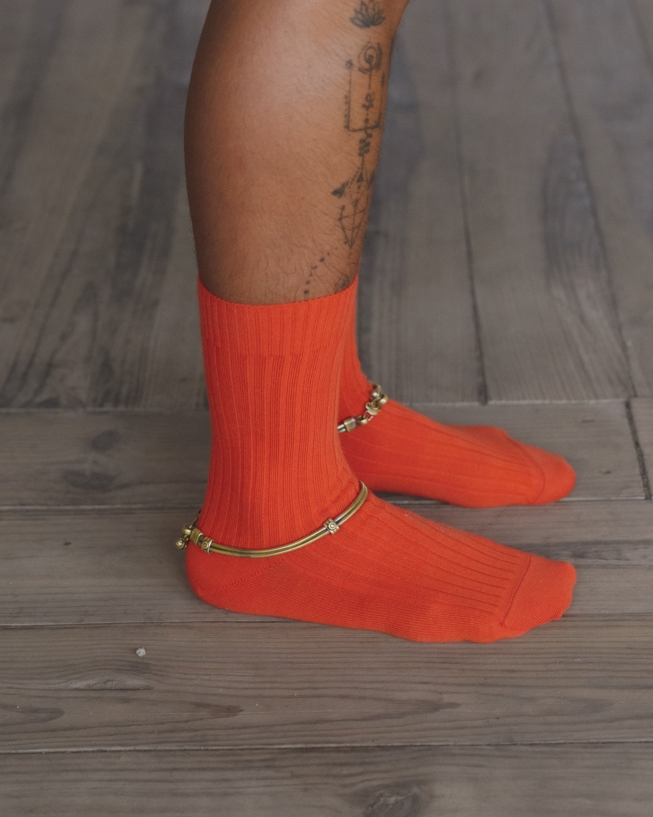 Rib Overankle Socks - Organic Cotton Rib - Scopa Red