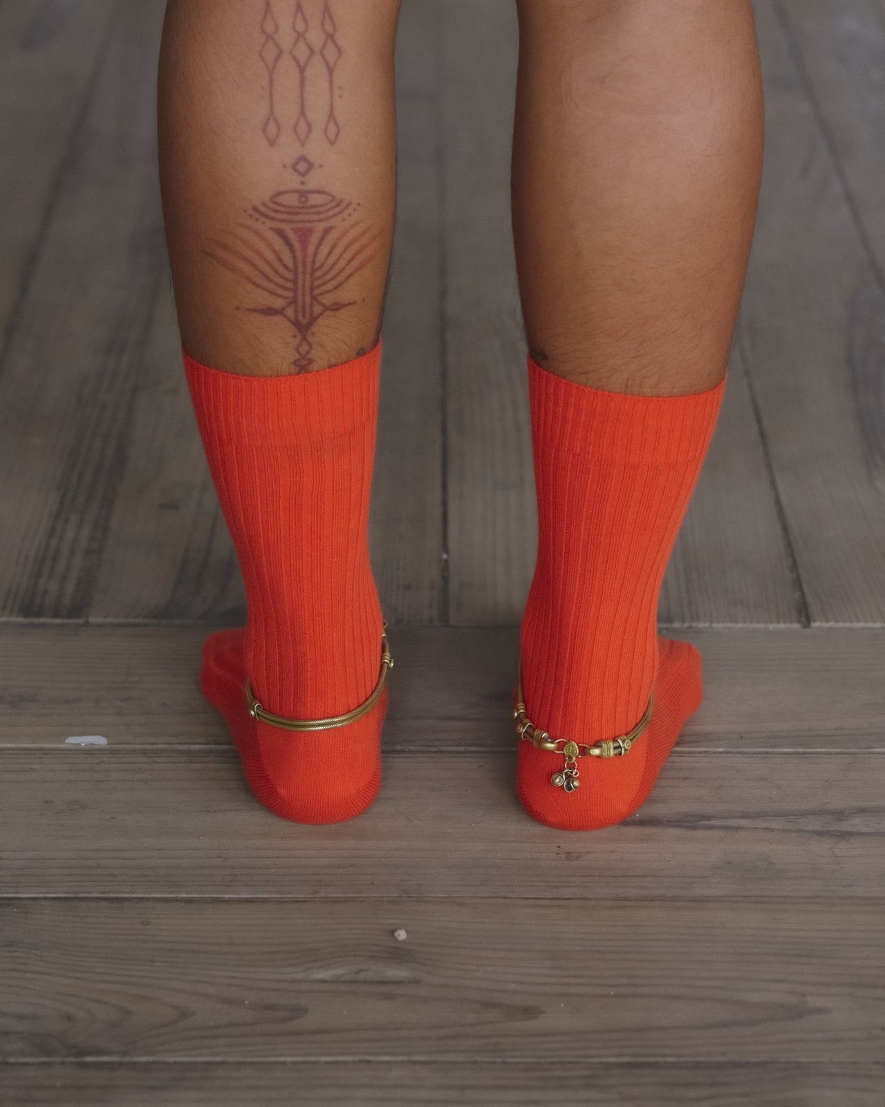 Rib Overankle Socks - Organic Cotton Rib - Scopa Red