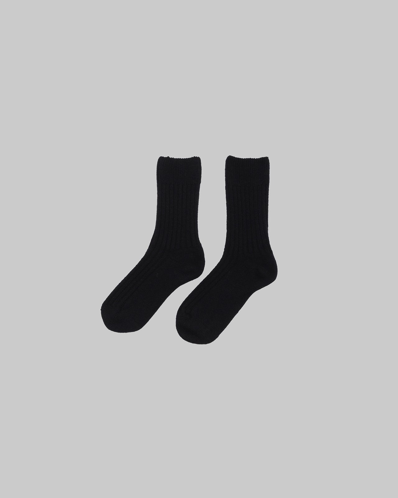 Rib Overankle Socks - Recycled Cashmere Rib - Black