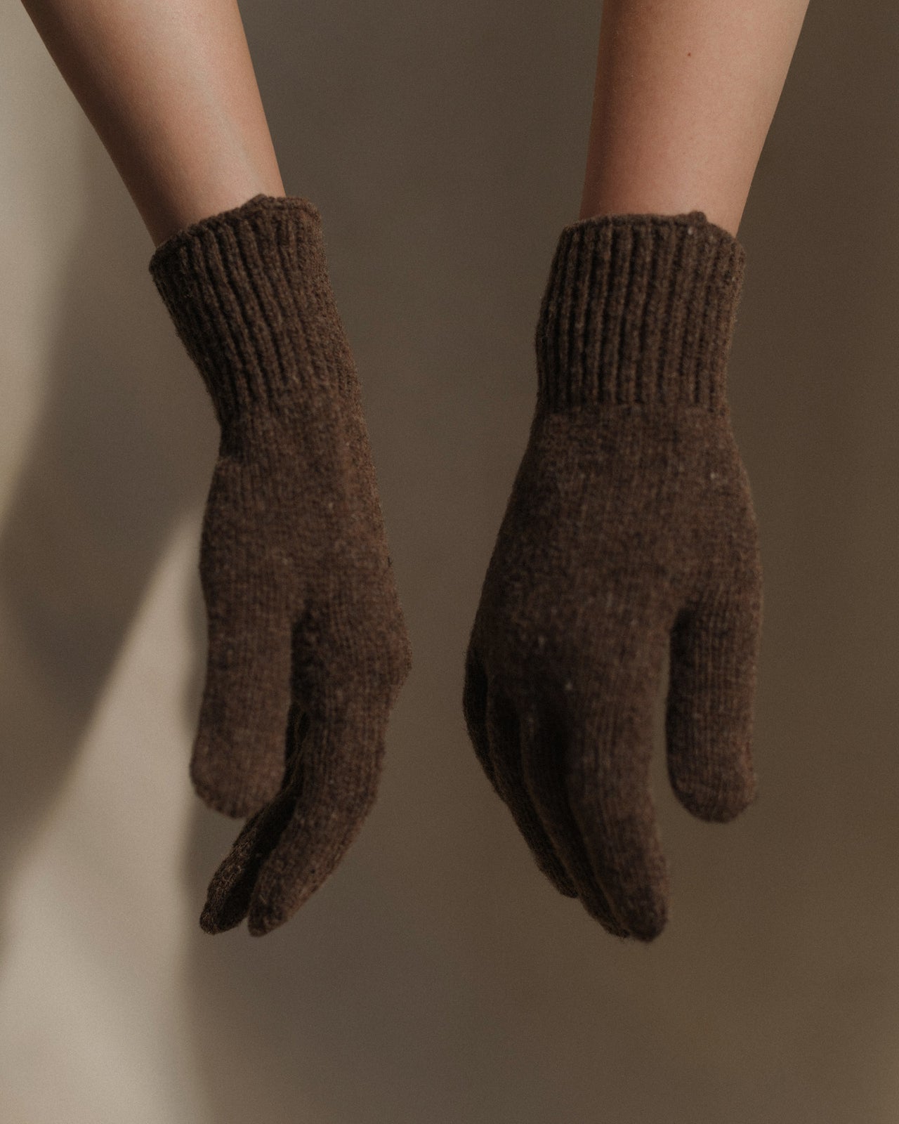 Ribbed Gloves - Arles Merino Wool  - Burel Brown