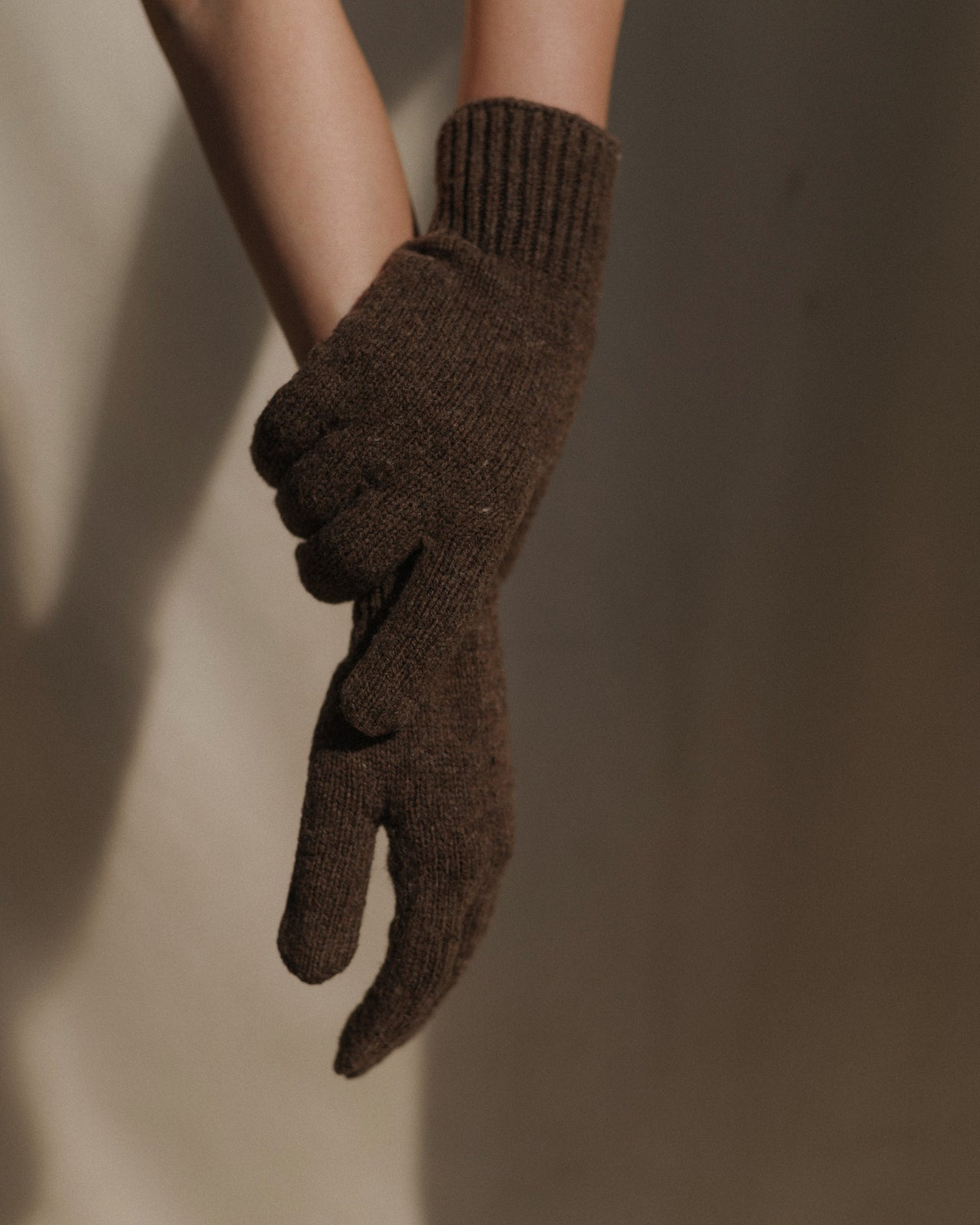 Ribbed Gloves - Arles Merino Wool  - Burel Brown