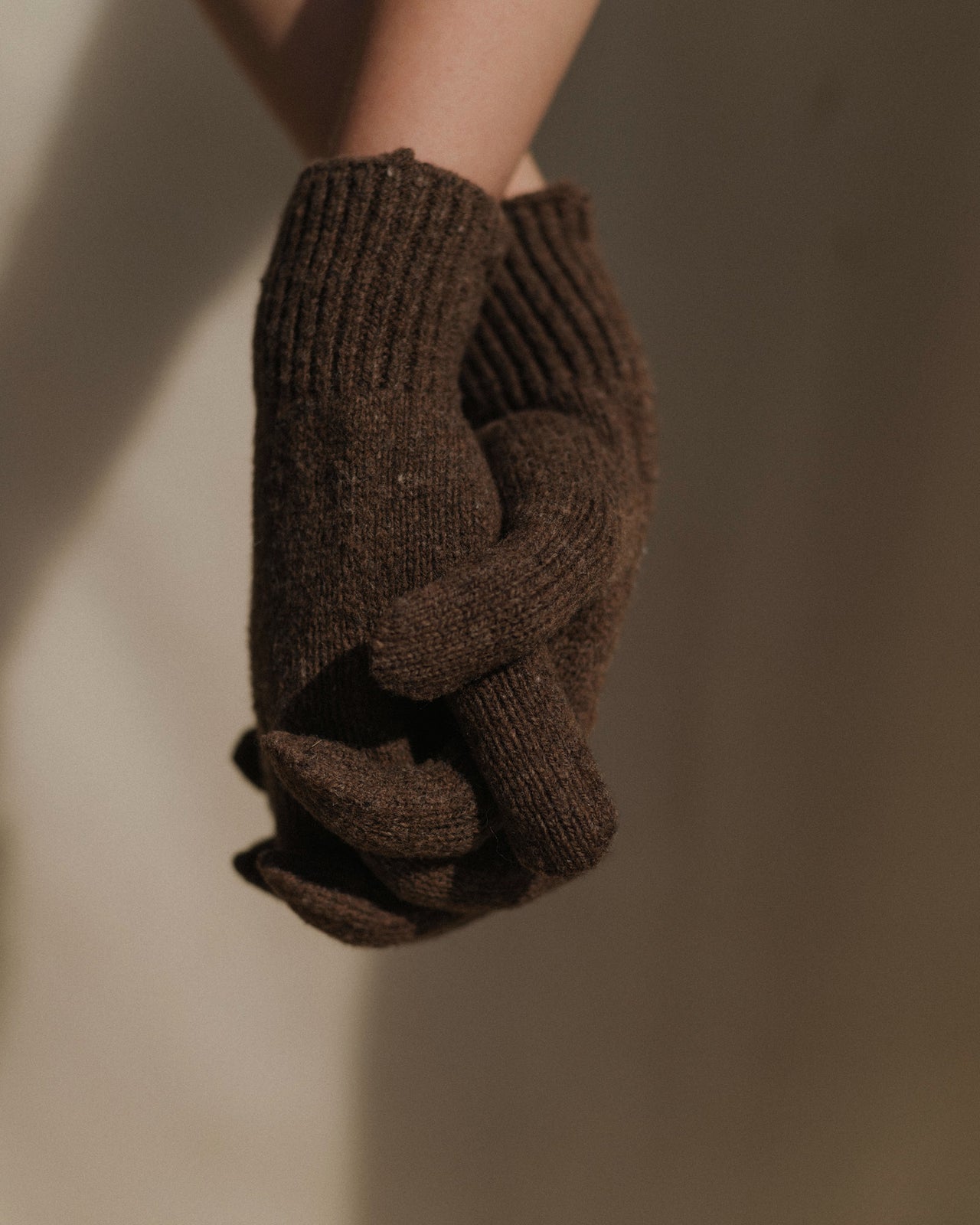 Ribbed Gloves - Arles Merino Wool  - Burel Brown