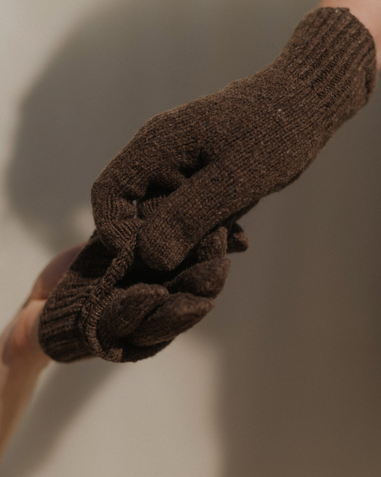 Ribbed Gloves - Arles Merino Wool  - Burel Brown