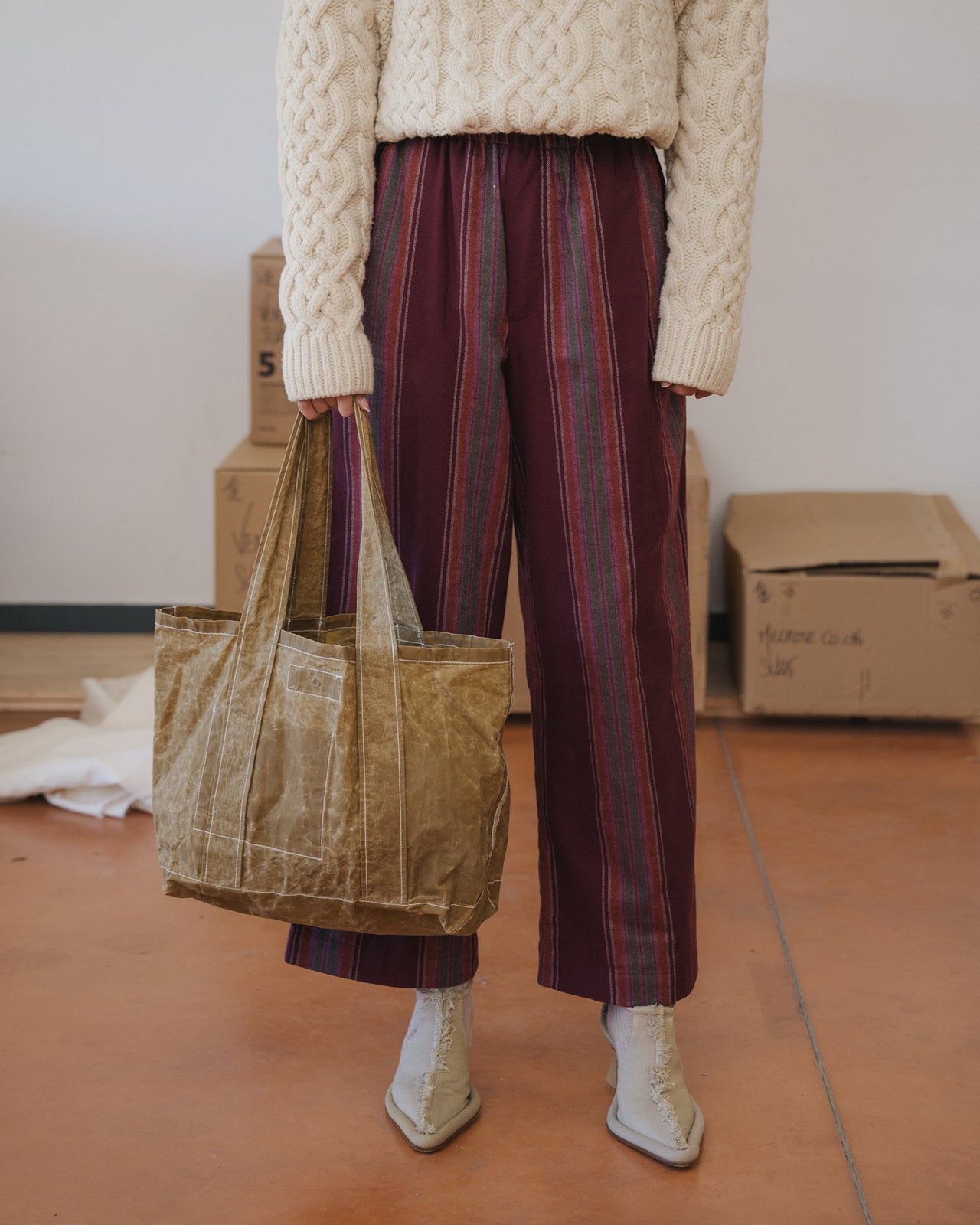 Rif Tote - Waxed Cotton - Heather Brown