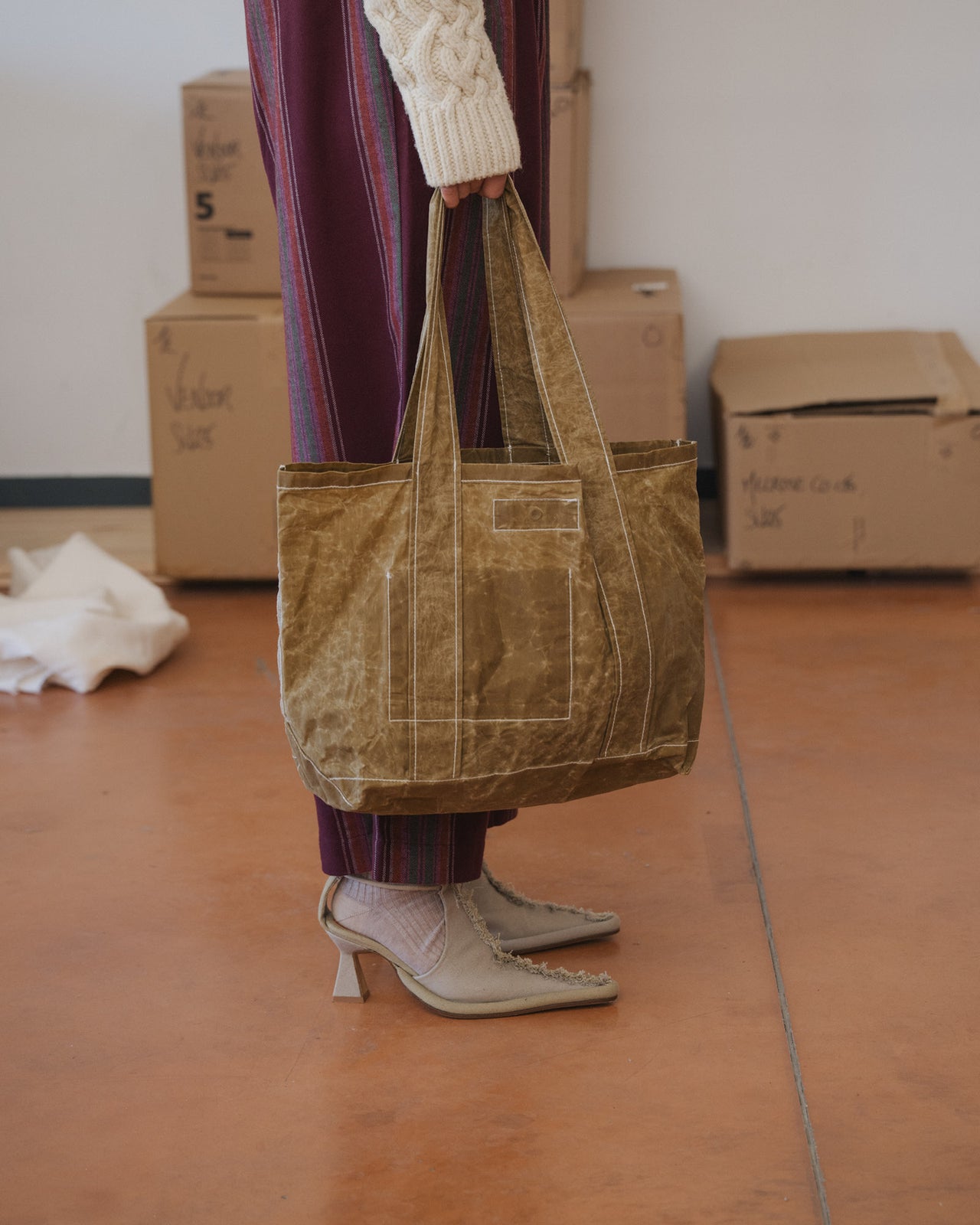 Rif Tote - Waxed Cotton - Heather Brown