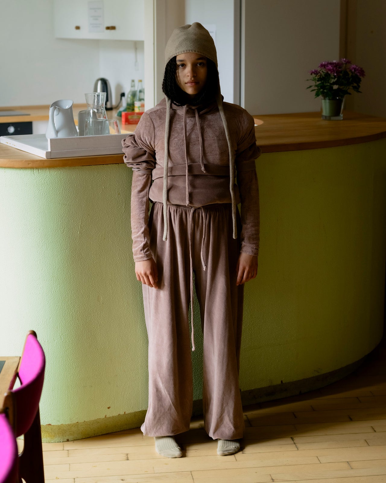 Rim Raglan Hoodie - Organic Cotton Velour - Tecto Brown