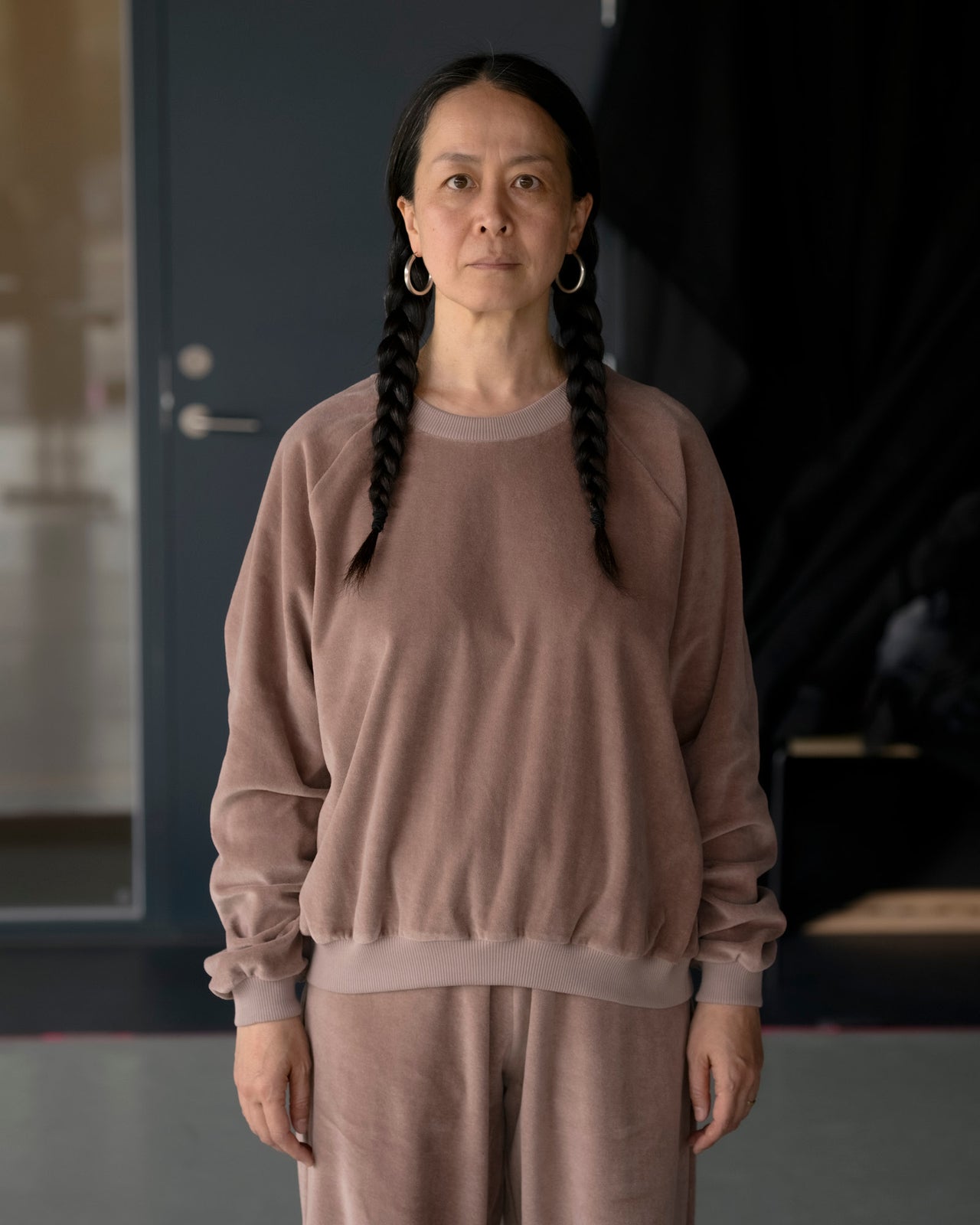 Rim Raglan Sweatshirt - Organic Cotton Velour - Tecto Brown