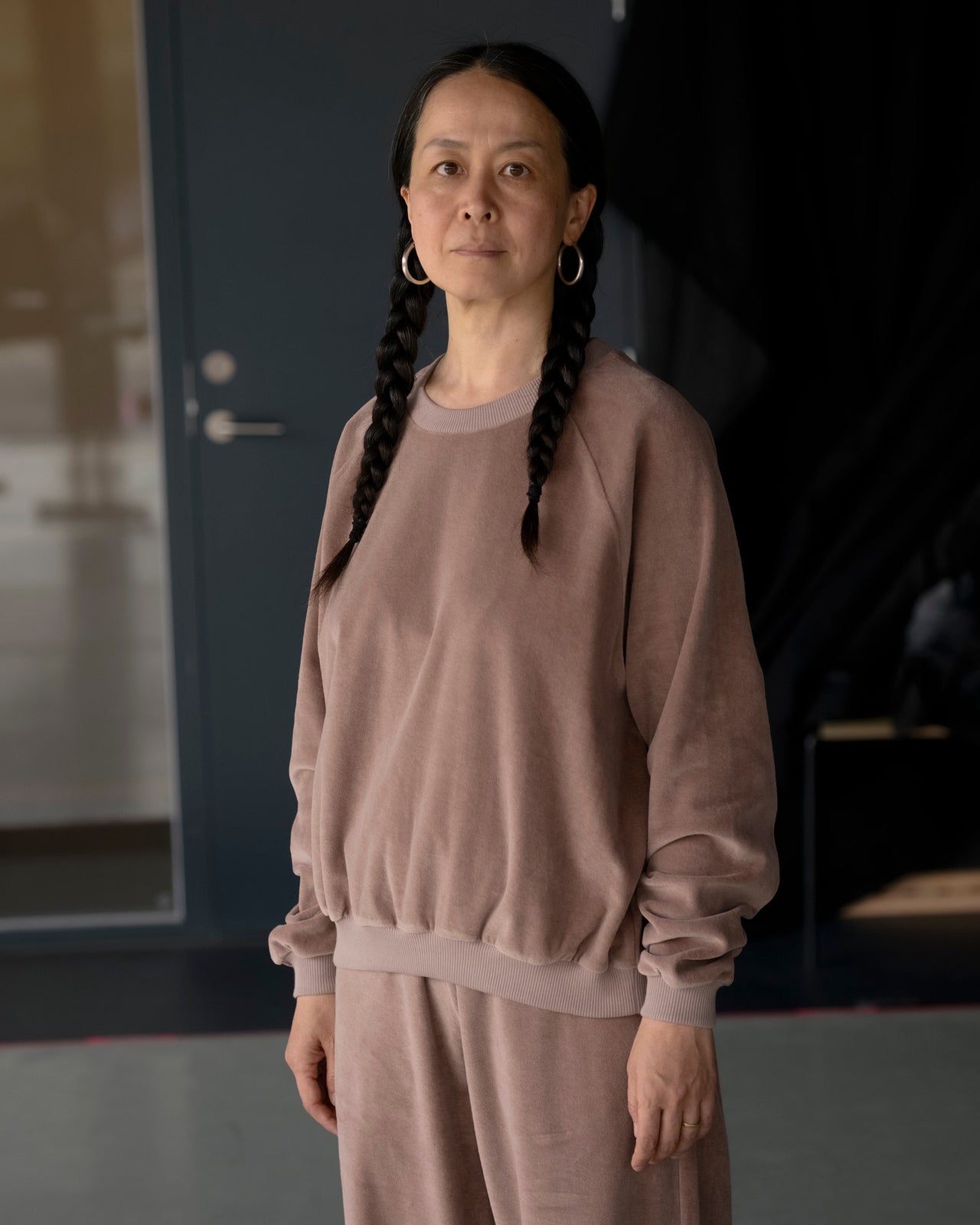 Rim Raglan Sweatshirt - Organic Cotton Velour - Tecto Brown