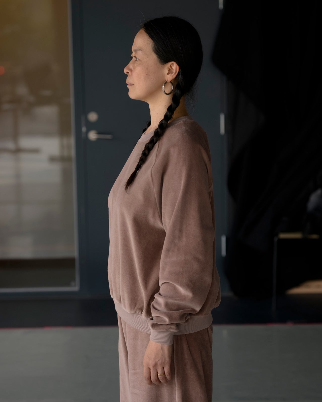 Rim Raglan Sweatshirt - Organic Cotton Velour - Tecto Brown