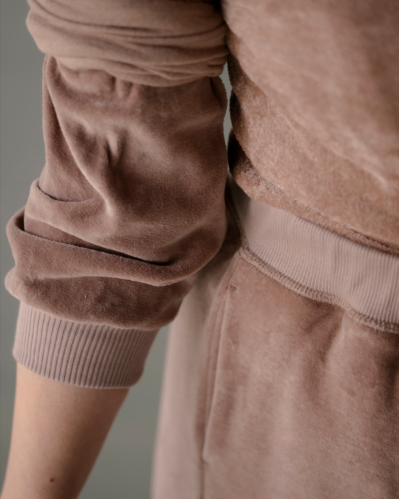 Rim Raglan Sweatshirt - Organic Cotton Velour - Tecto Brown