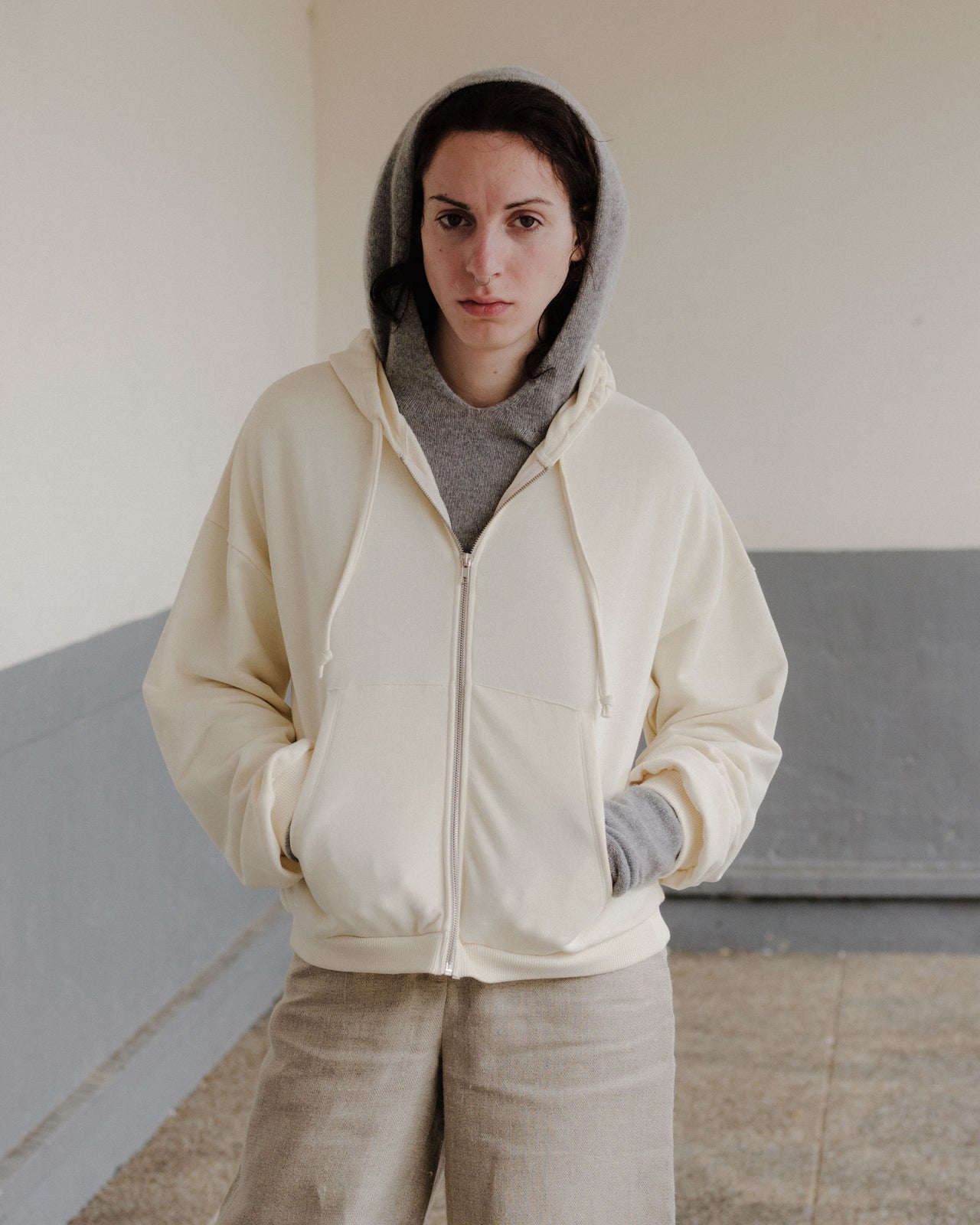 Rim Zipped Hoodie - Regenerative Cotton Fleece - Undyed