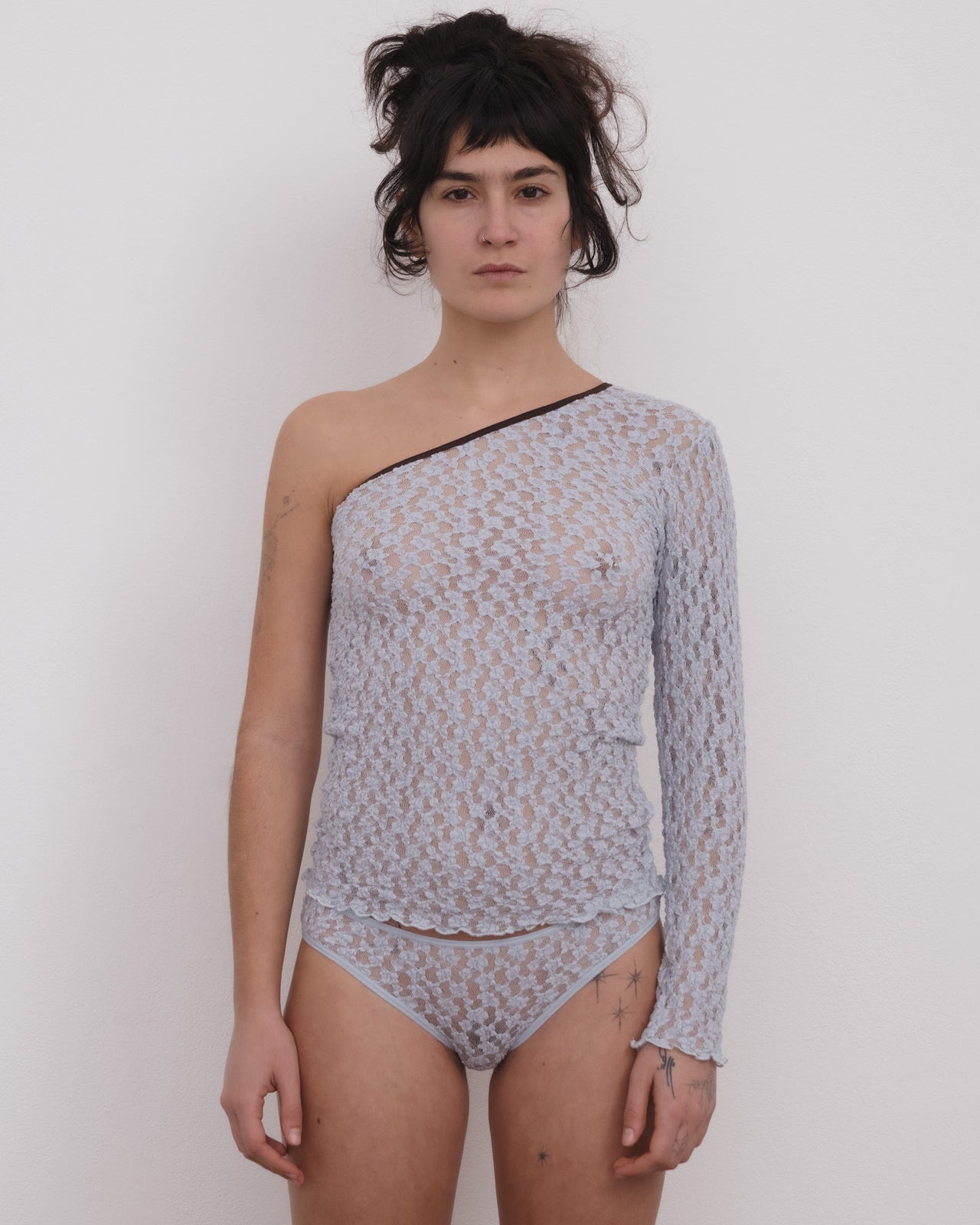 Rota Long Sleeve Tee - Organic Cotton Lace - Dona Blue