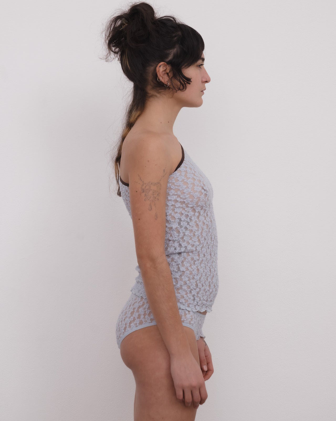 Rota Long Sleeve Tee - Organic Cotton Lace - Dona Blue