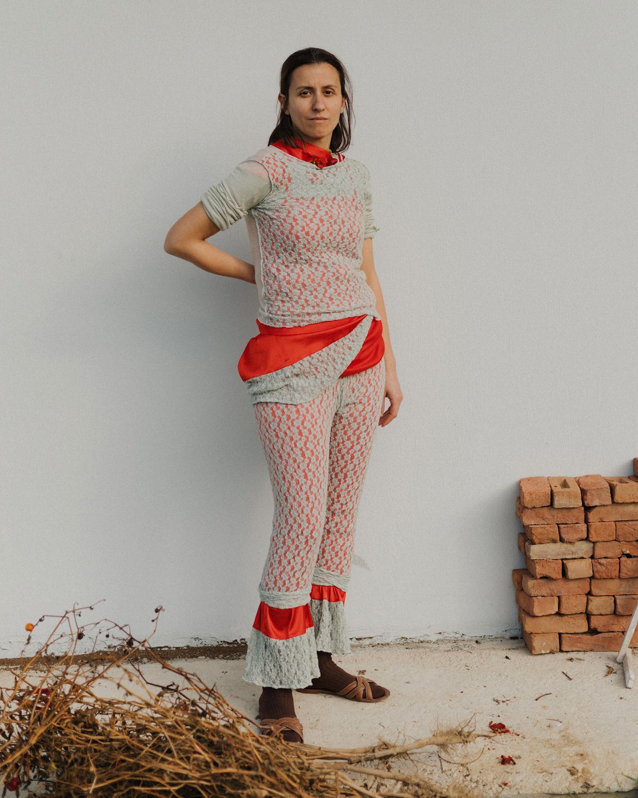 Serra Leggings - Organic Cotton Lace - Conta Green