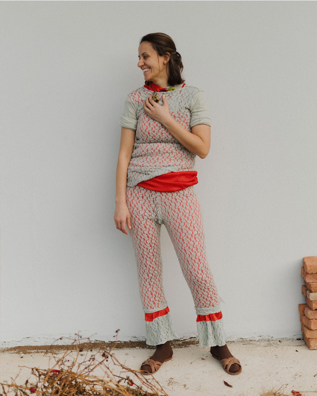 Serra Leggings - Organic Cotton Lace - Conta Green