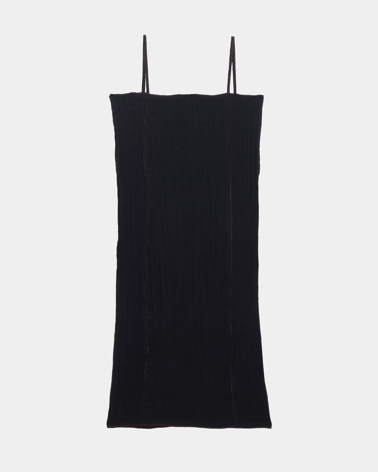 Shok Slip Dress - Crinkle Linen - Black / Brown