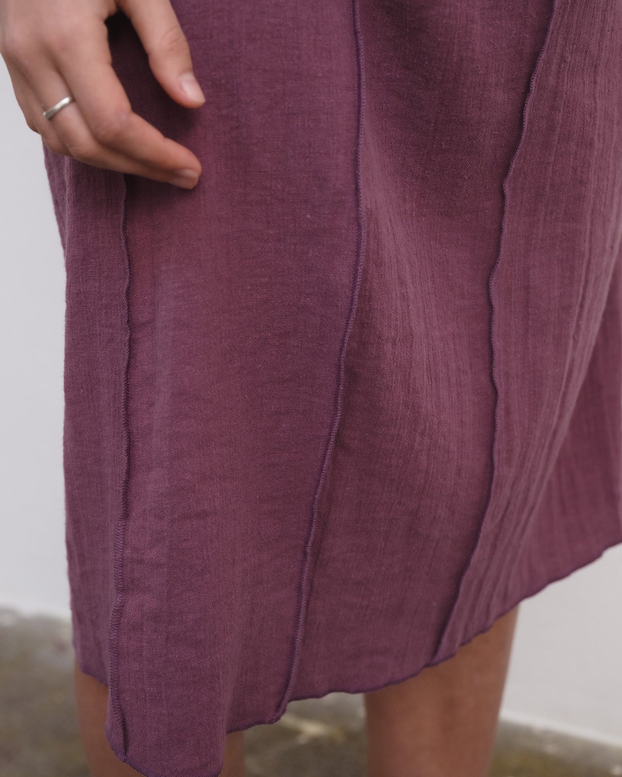 Shok Midi Skirt - Crinkle Linen - Aubergine