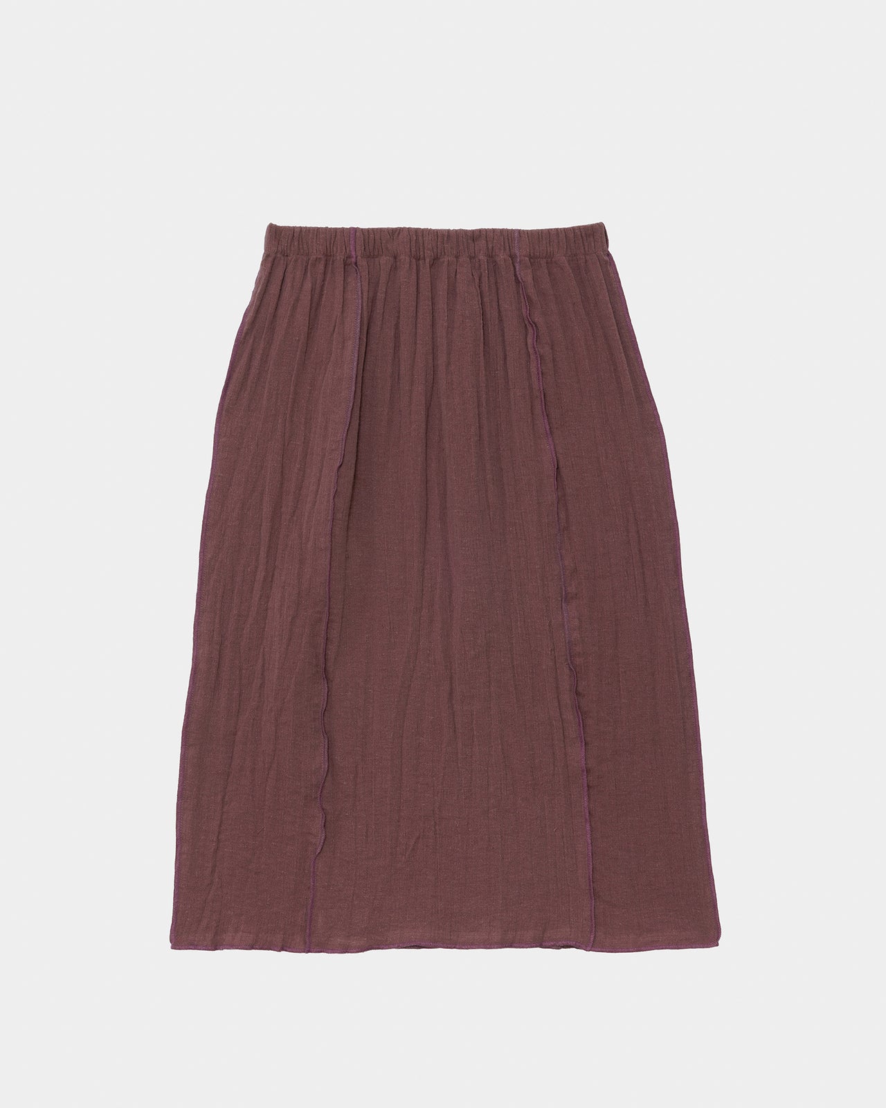 Shok Midi Skirt - Crinkle Linen - Aubergine