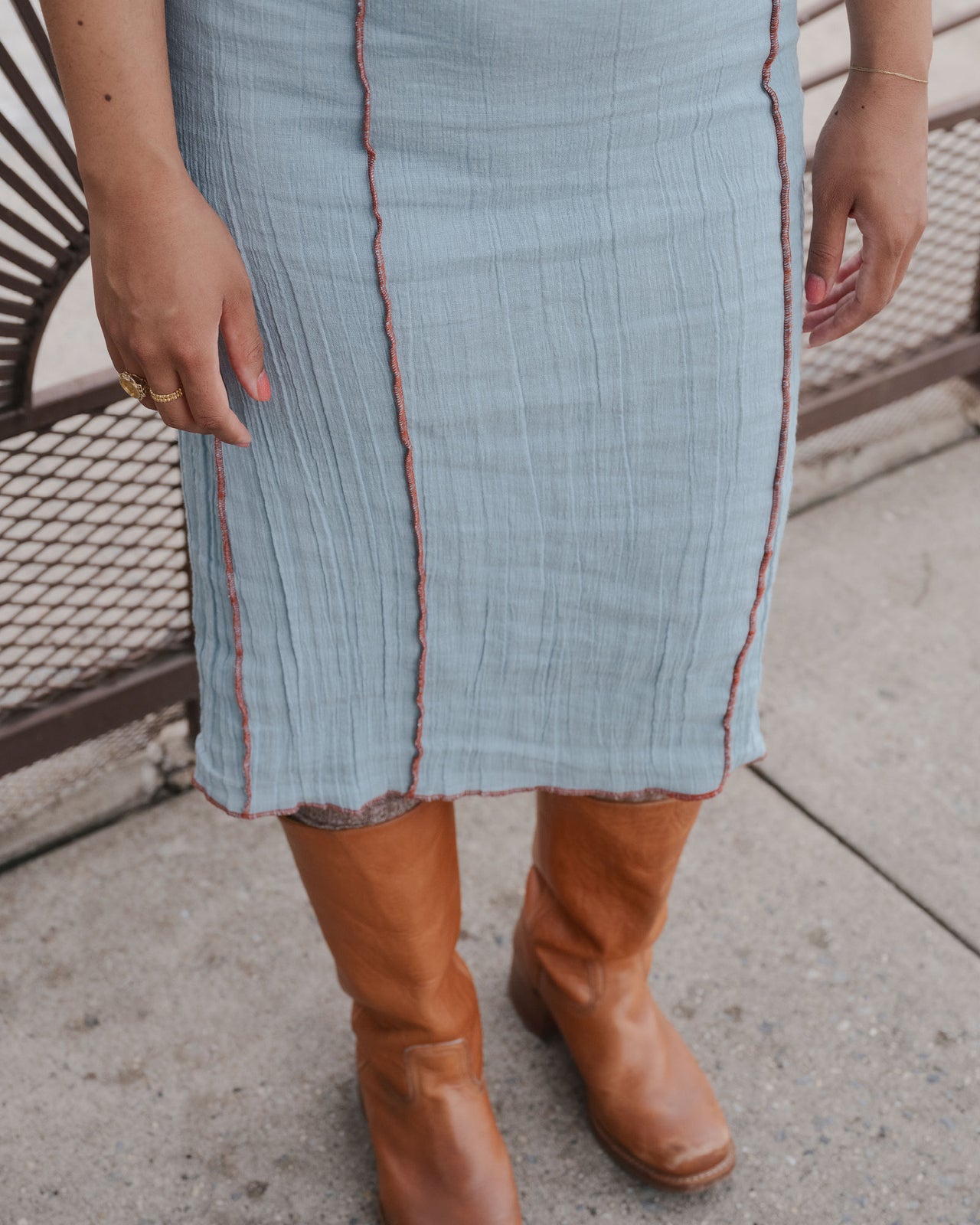 Shok Slip Dress - Crinkle Linen - Wuxi Blue