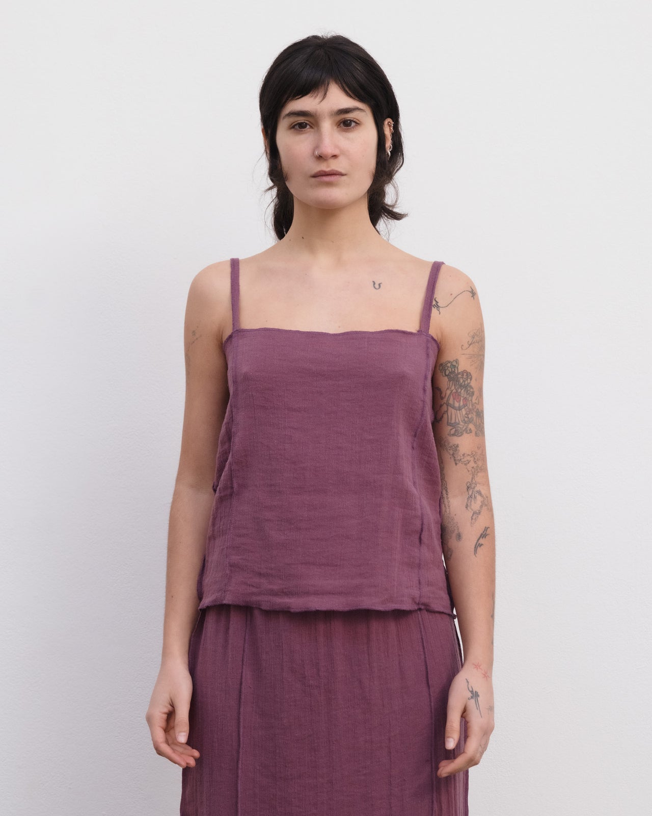 Shok Slip Top - Crinkle Linen - Aubergine