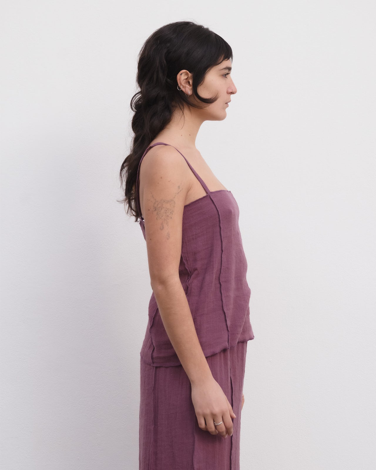 Shok Slip Top - Crinkle Linen - Aubergine