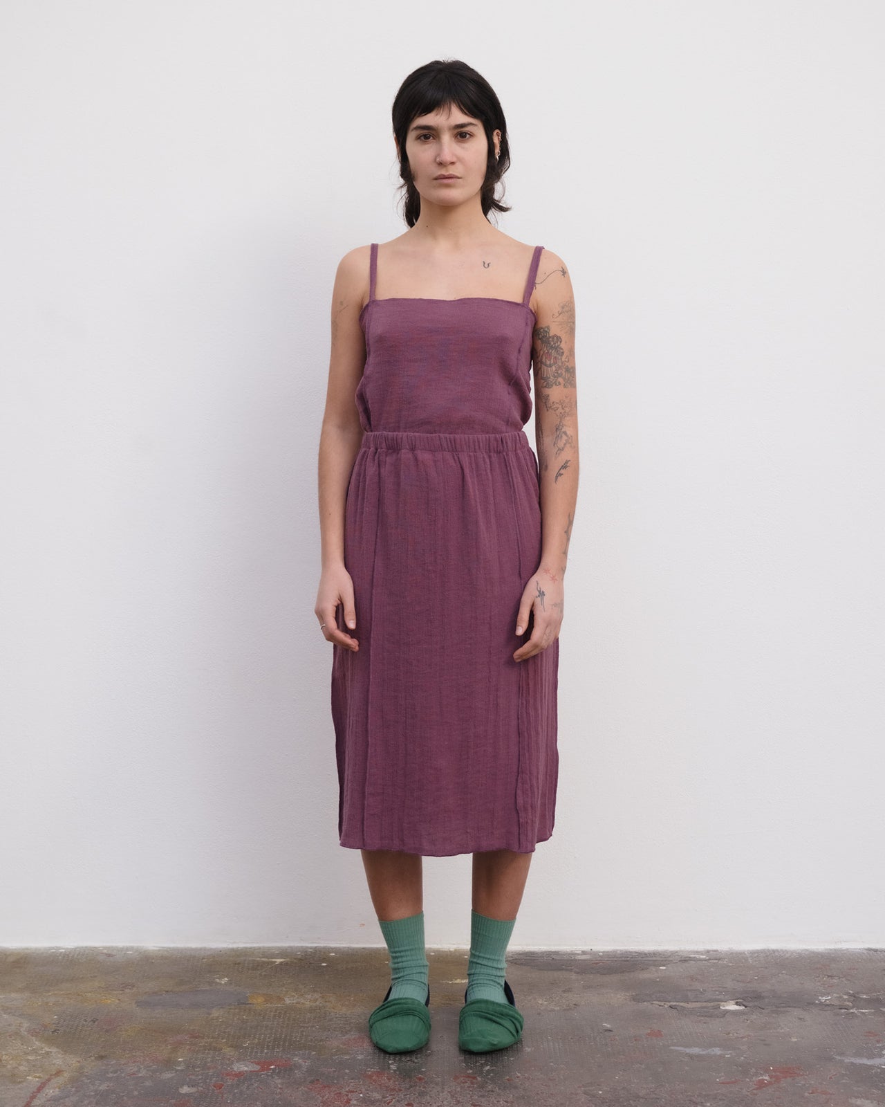Shok Slip Top - Crinkle Linen - Aubergine