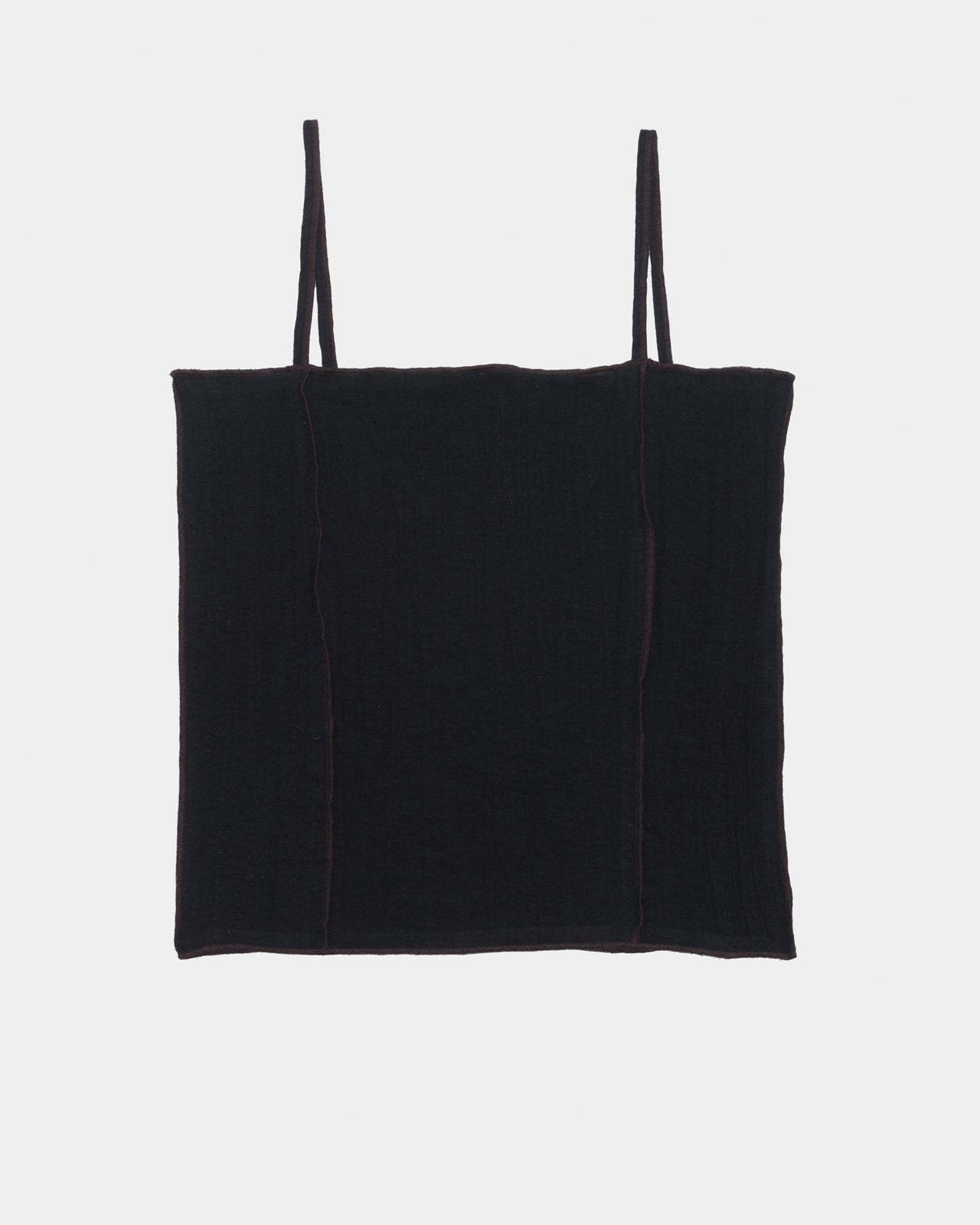 Shok Slip Top - Crinkle Linen - Black / Brown