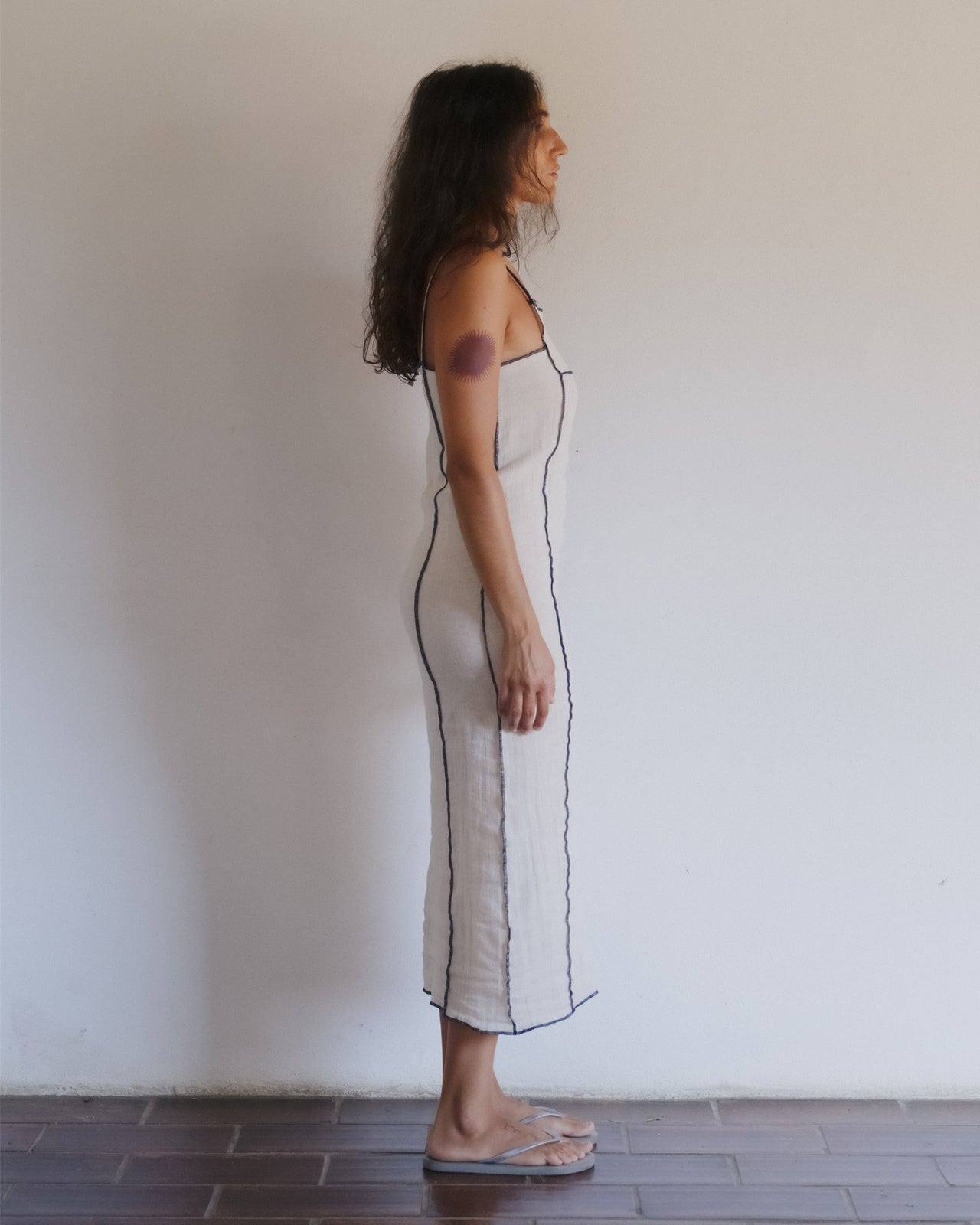 Shok Square Dress - Crinkle Linen - Off White