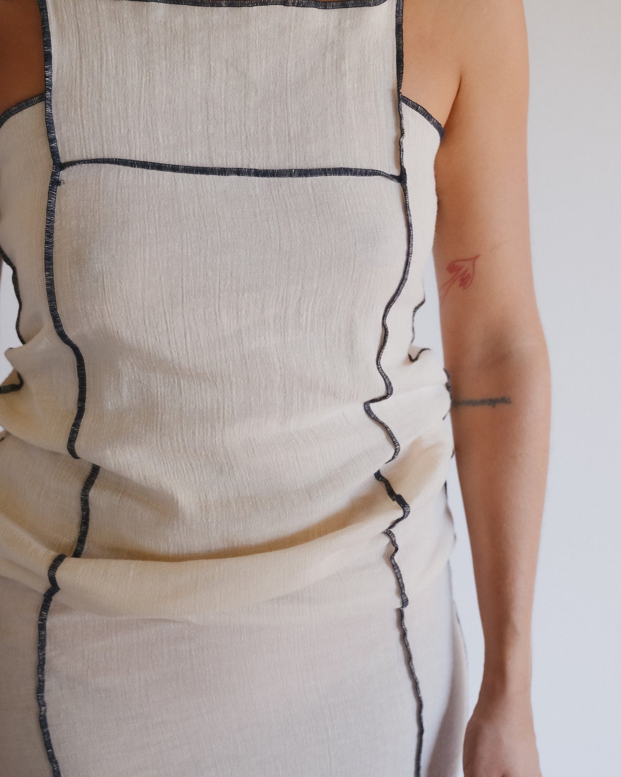 Shok Square Dress - Crinkle Linen - Off White