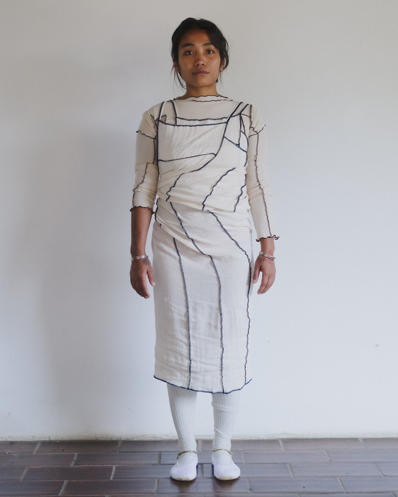 Shok Square Dress - Crinkle Linen - Off White