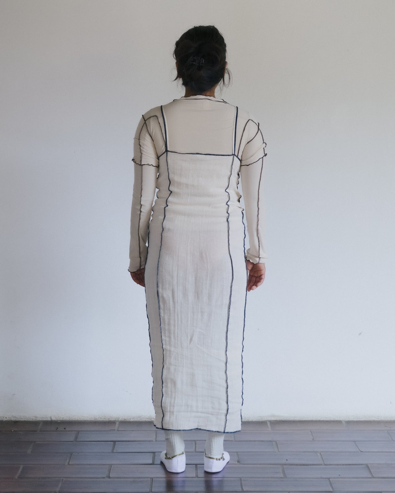 Shok Square Dress - Crinkle Linen - Off White
