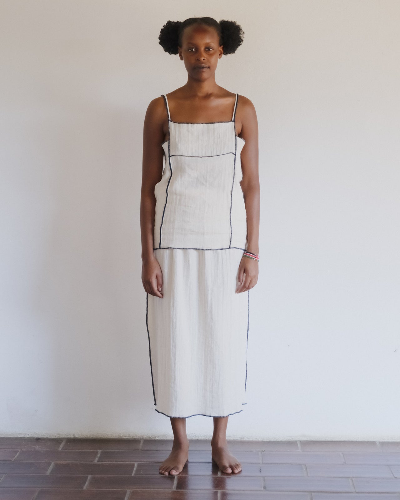 Shok Square Top - Crinkle Linen - Off White