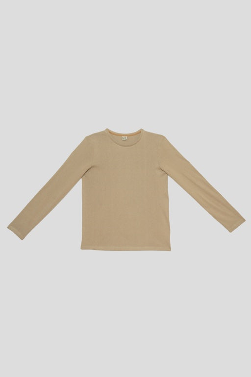 Silk Long Sleeve Tee - Wild Silk Jersey - Acacia Brown