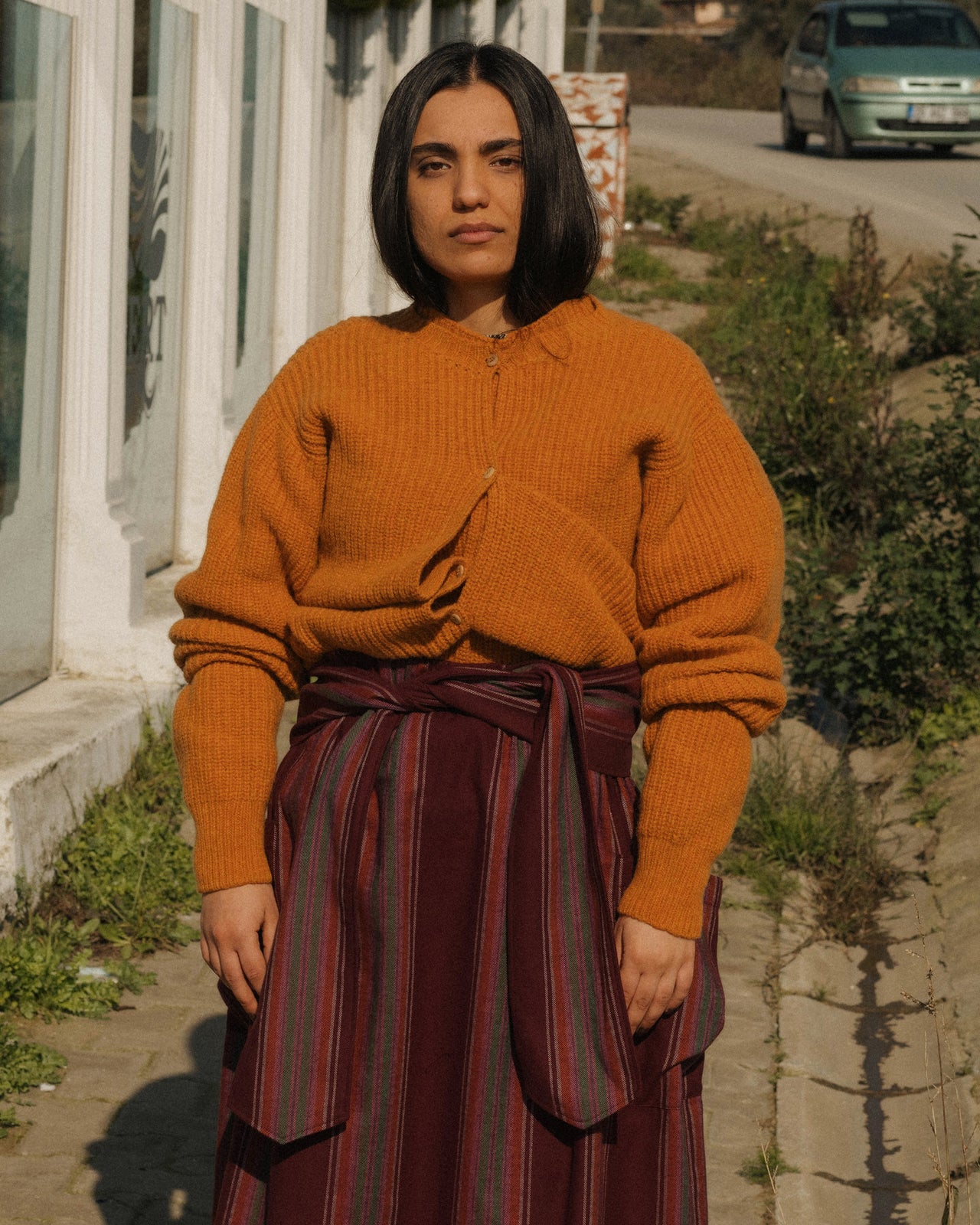 Snell Belt - Organic Cotton Flannel - Maroon Stripe