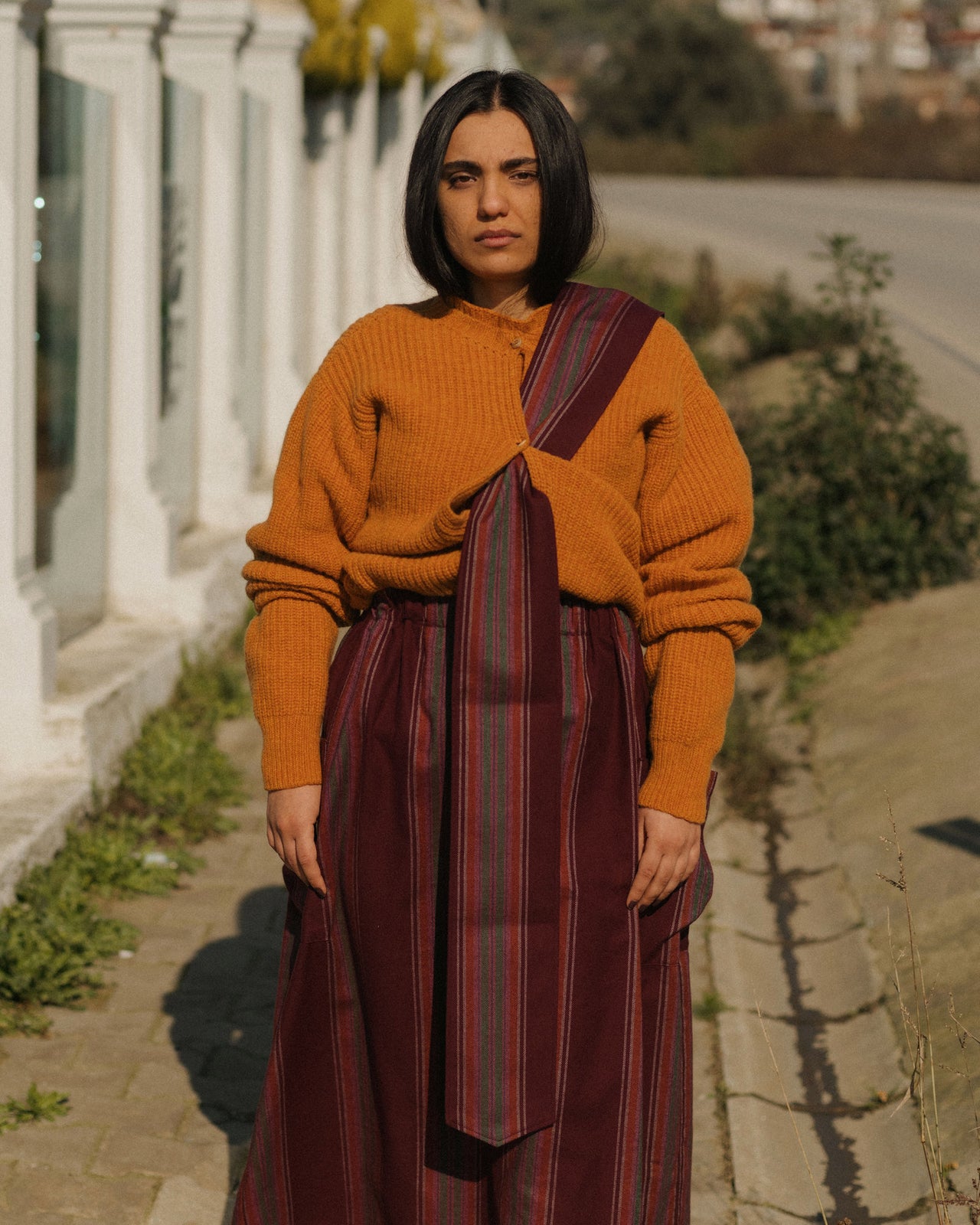 Snell Belt - Organic Cotton Flannel - Maroon Stripe