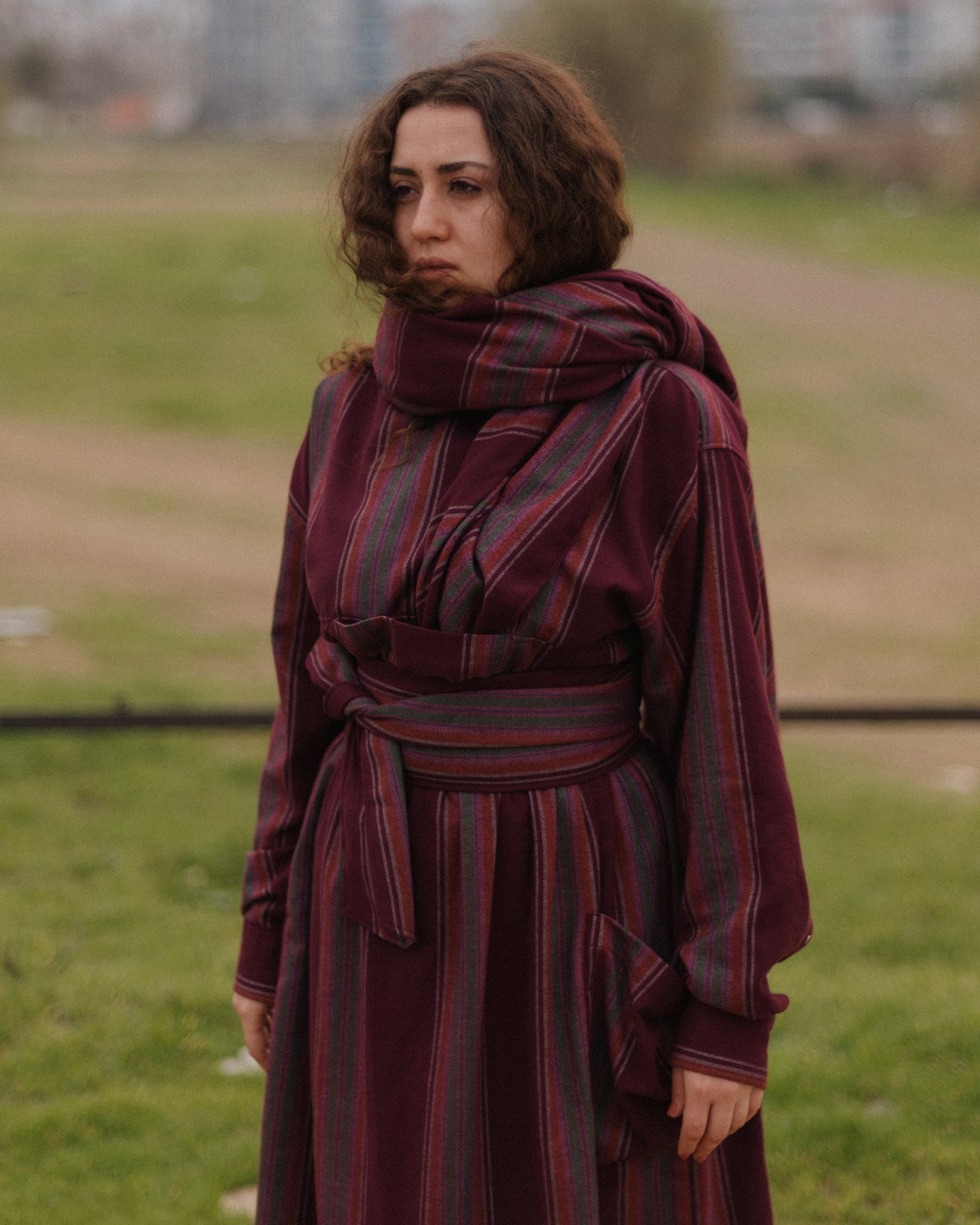 Snell Belt - Organic Cotton Flannel - Maroon Stripe