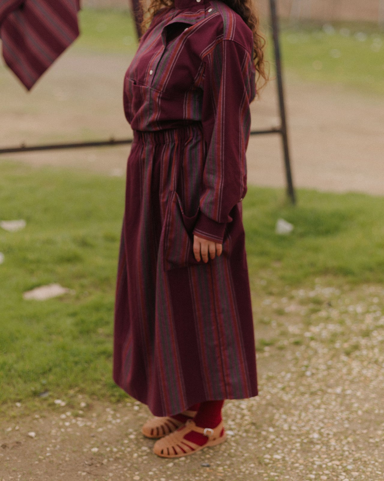 Snell Skirt - Organic Cotton Flannel - Maroon Stripe